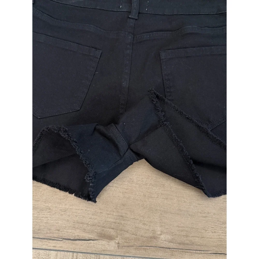 Altar'd State Black Fringe Denim Shorts High Waisted Frayed Hem Western Medium